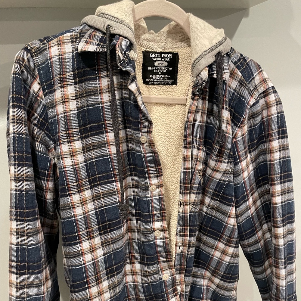 Flannel jacket with hood